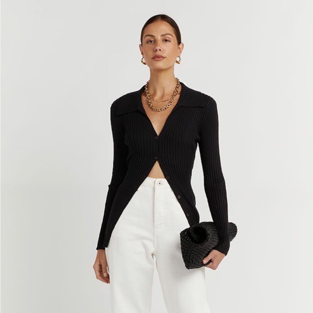 DISSH Farrah Long Sleeve Cardigan Top in Black Size Small